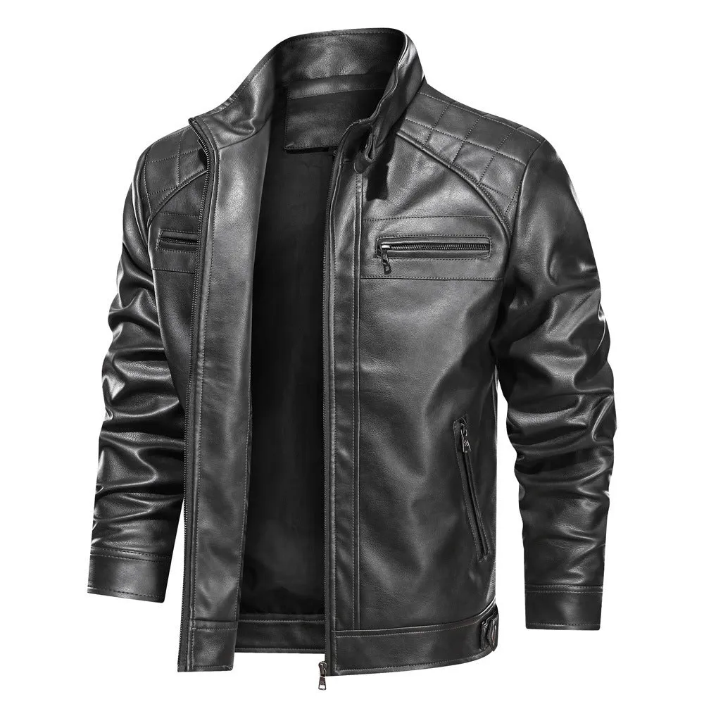 Simple Fashion European Size Autumn Leather Jacket