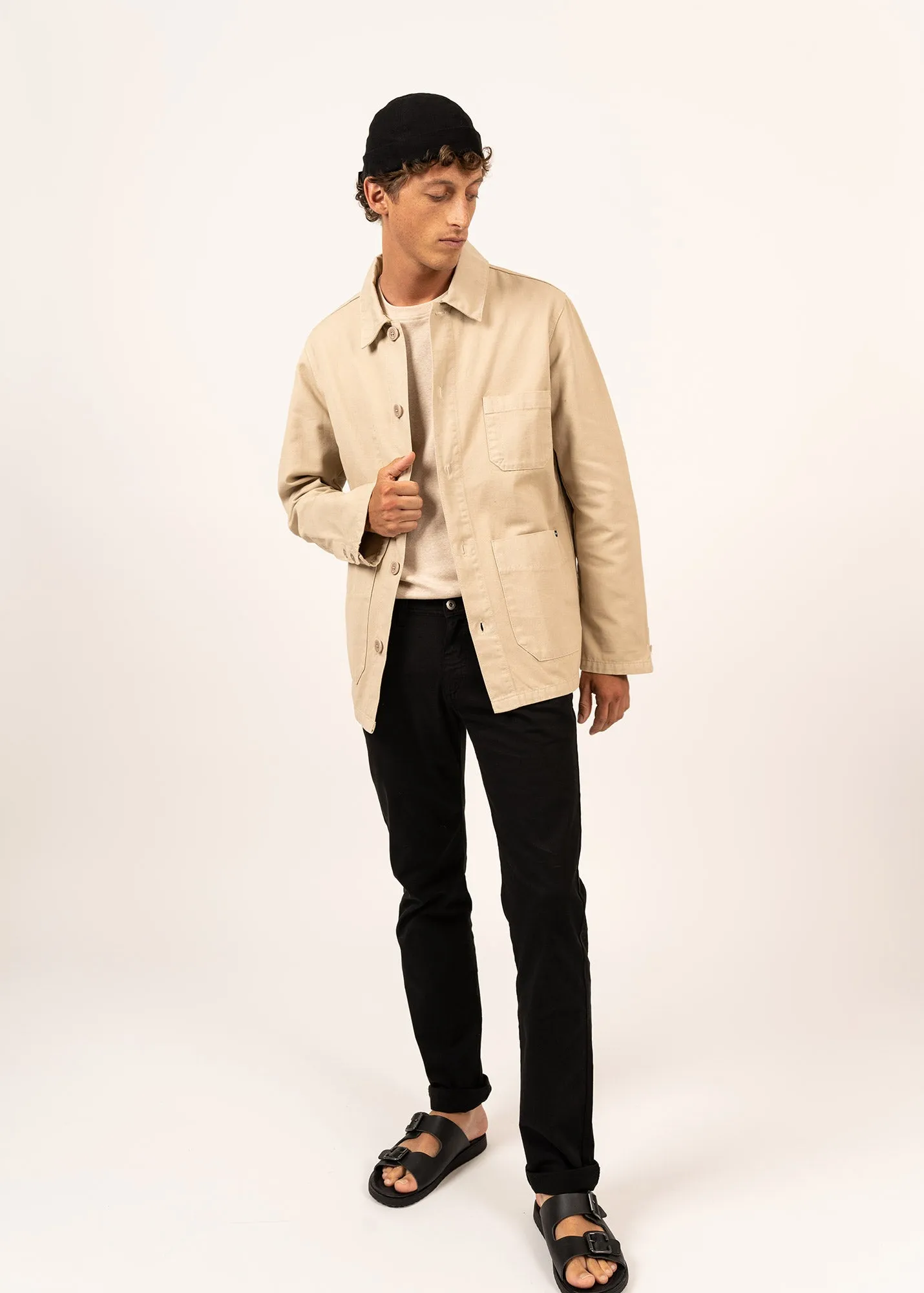 Sirocco fisherman's jacket - buttoned, in cotton canvas (SABLE)