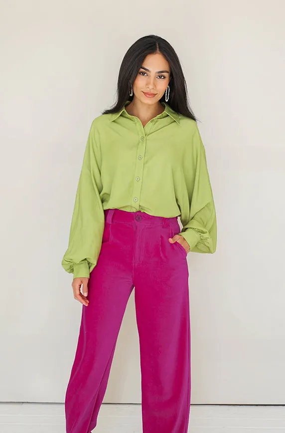 Small Talk Dusty Lime Green Top- FINAL SALE