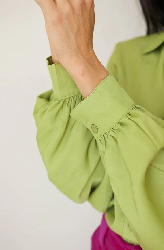 Small Talk Dusty Lime Green Top- FINAL SALE