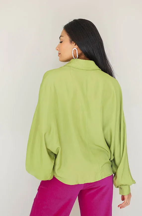 Small Talk Dusty Lime Green Top- FINAL SALE