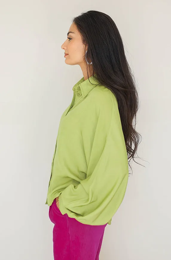 Small Talk Dusty Lime Green Top- FINAL SALE