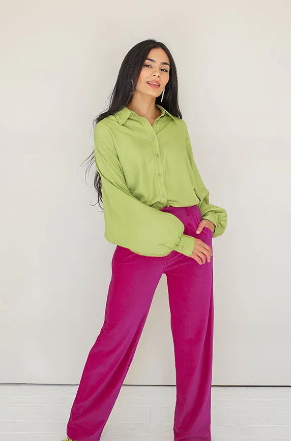 Small Talk Dusty Lime Green Top- FINAL SALE