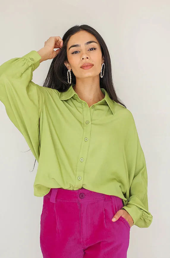 Small Talk Dusty Lime Green Top- FINAL SALE