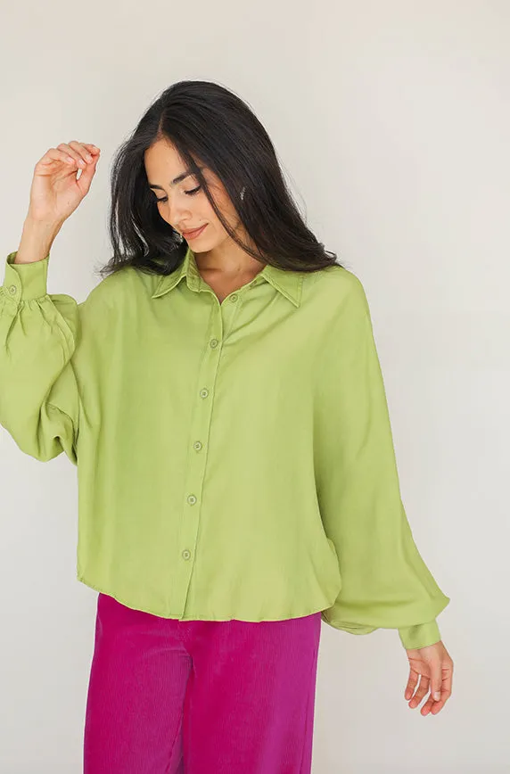 Small Talk Dusty Lime Green Top- FINAL SALE