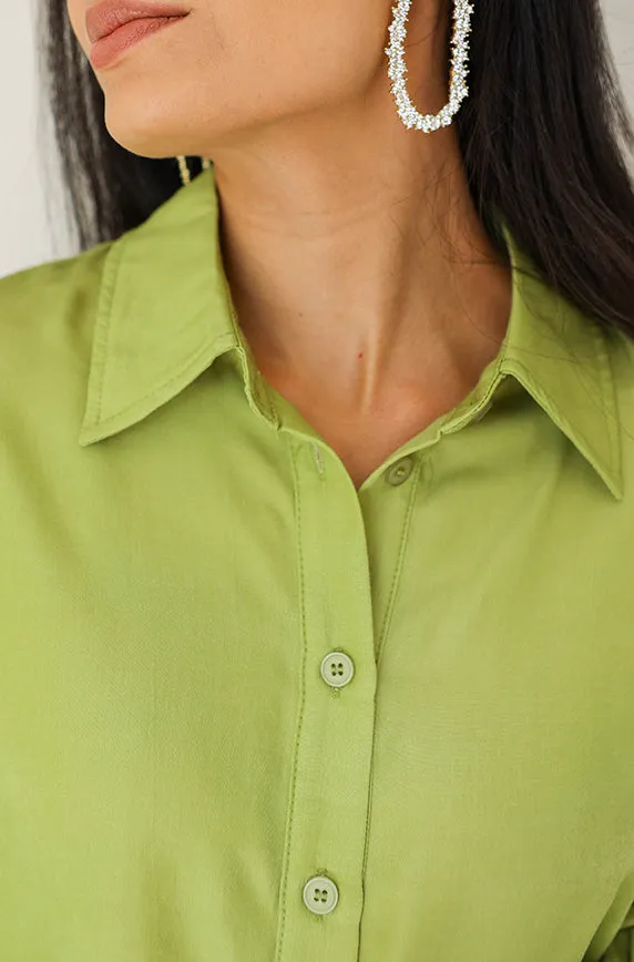 Small Talk Dusty Lime Green Top- FINAL SALE