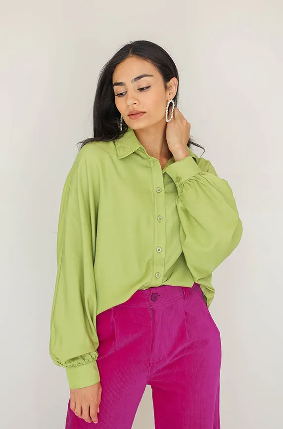 Small Talk Dusty Lime Green Top- FINAL SALE