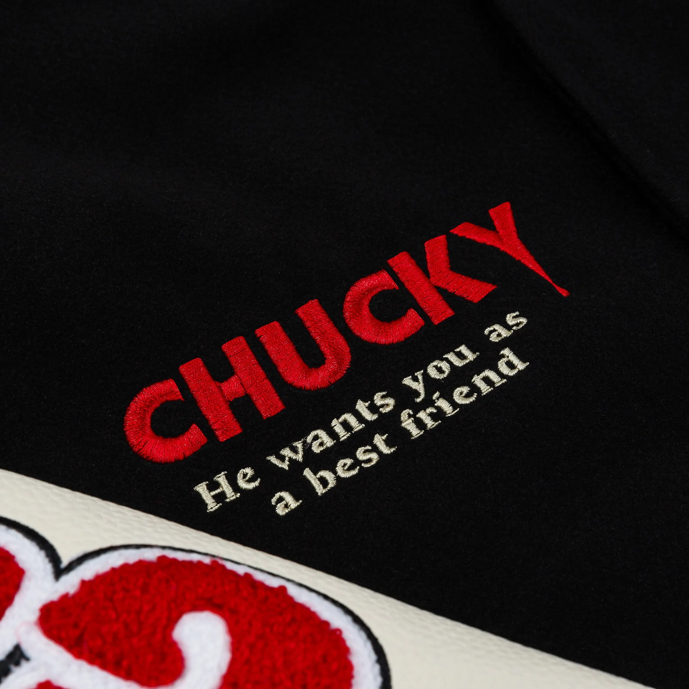 SP x Chucky Wanna Play Varsity Mens Jacket (Black/Beige)