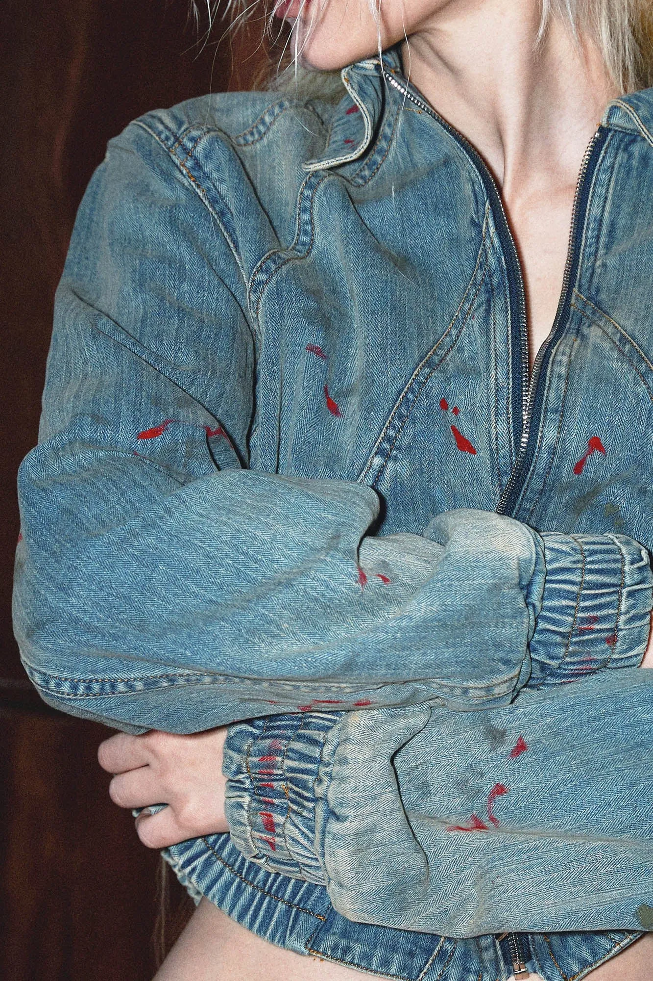 Splatter Paint Denim Bomber