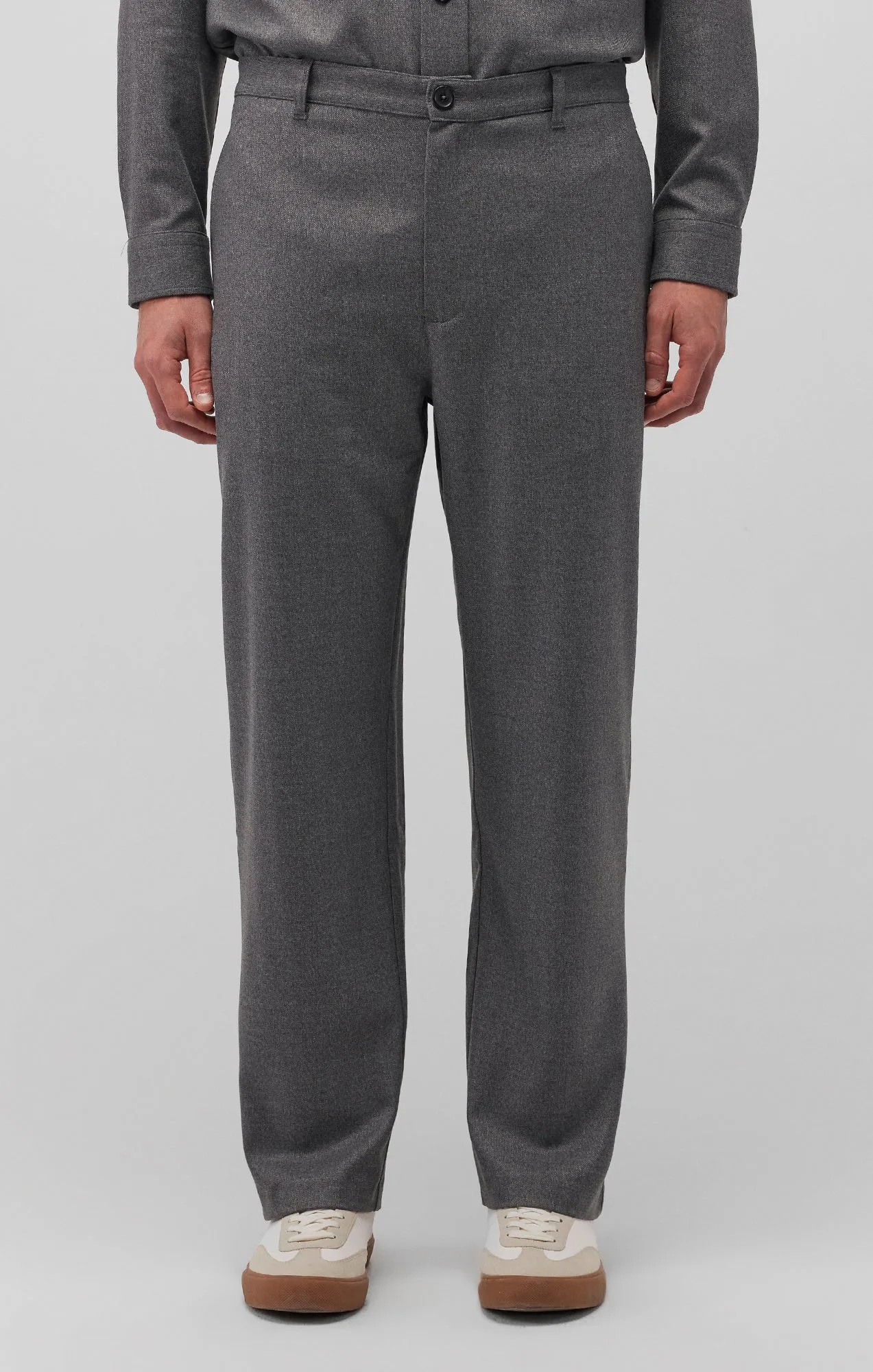 STRAIGHT LEG PANTS IN DARK GREY MELANGE