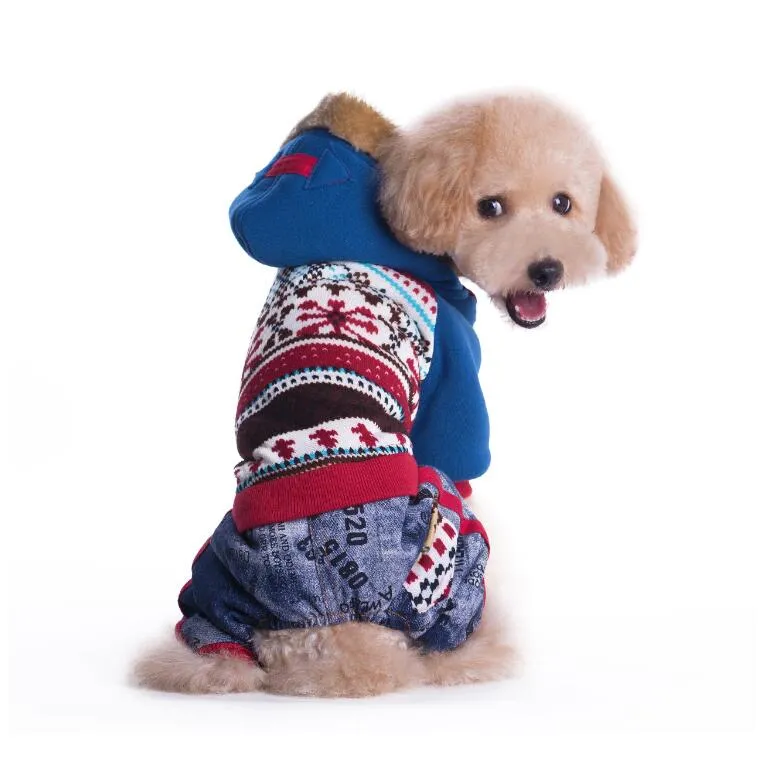 Stylish Pet Dog Warm Clothes Puppy Jumpsuit Hoodies Coat Vest