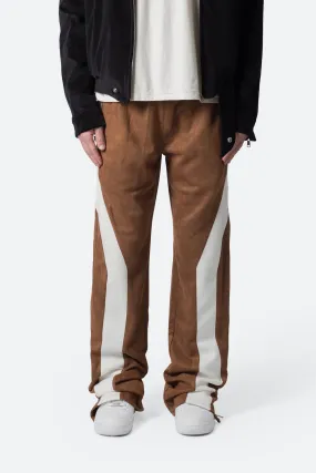 Suede Drawcord Pants - Brown