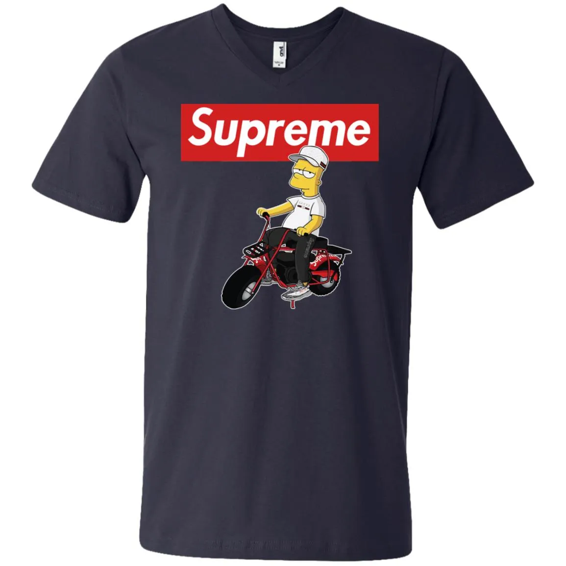 Supreme Car T-shirt Men V-Neck T-Shirt