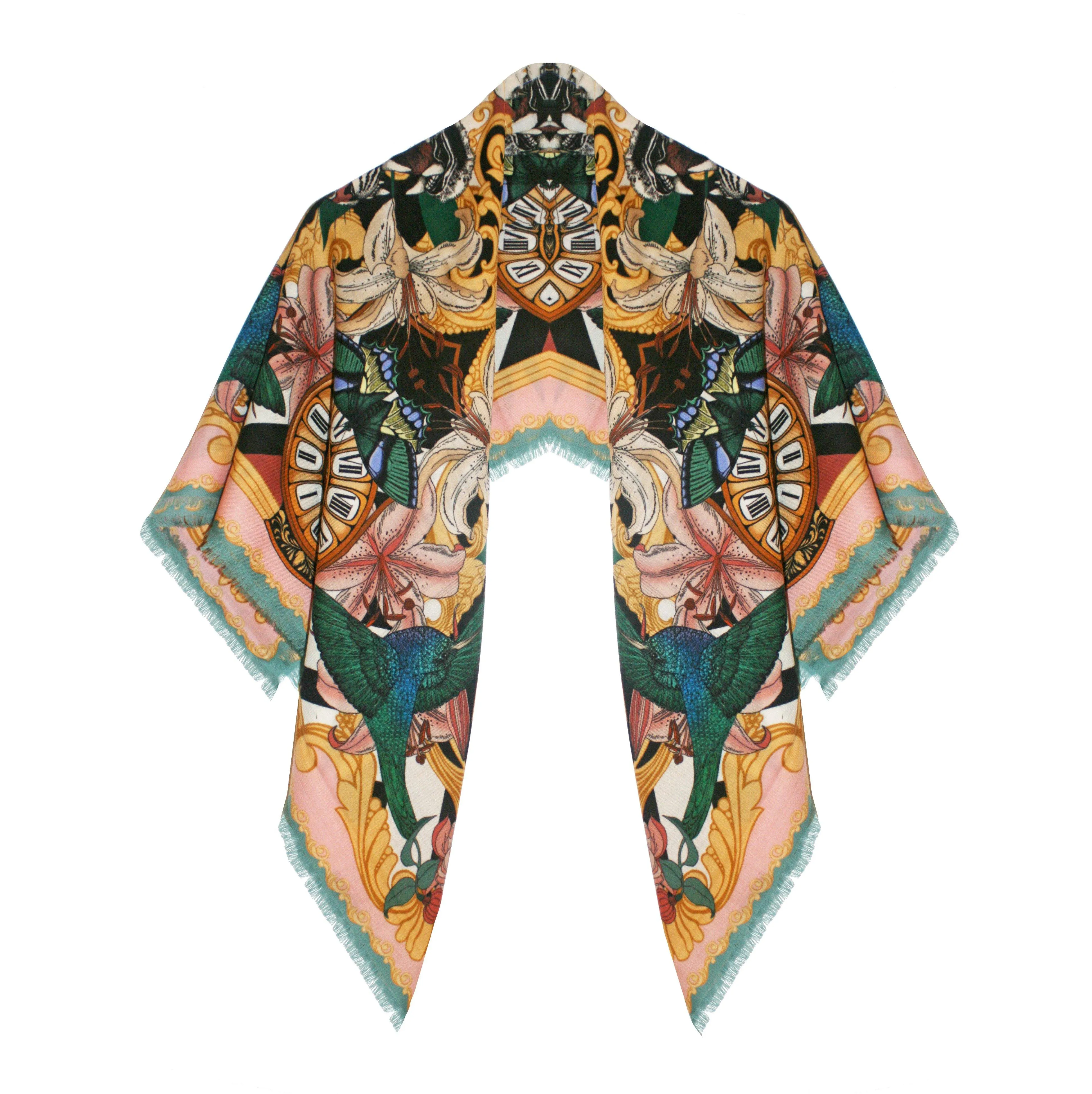 The Baroque Tiger Scarf | Wool/Cashmere | 90x90cm