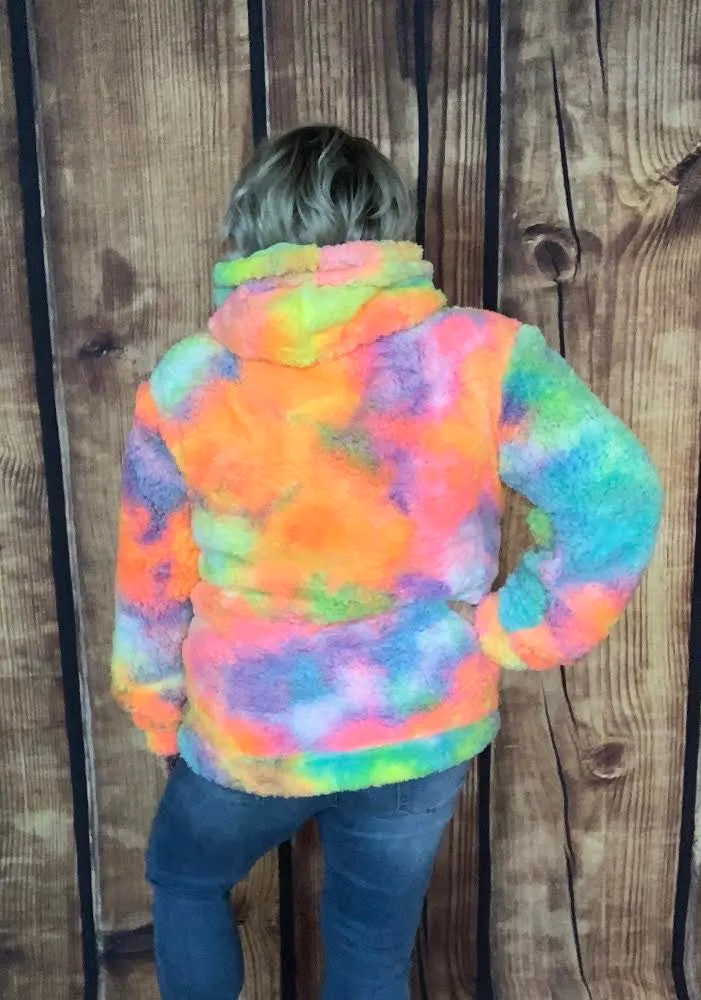 Tie Dye Sherpa Pullover Hoodie