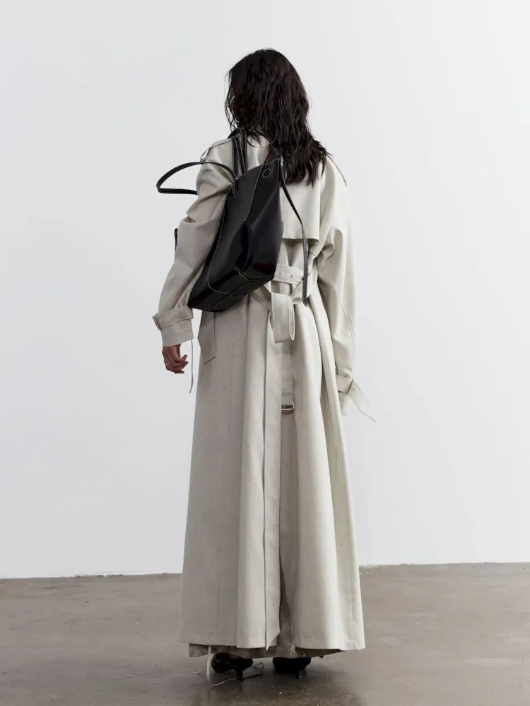 Tie Trim Genderless Long Trench Coat【s0000007269】