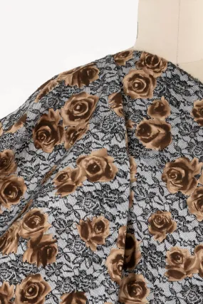 Toffee Roses Stretch Cotton Woven