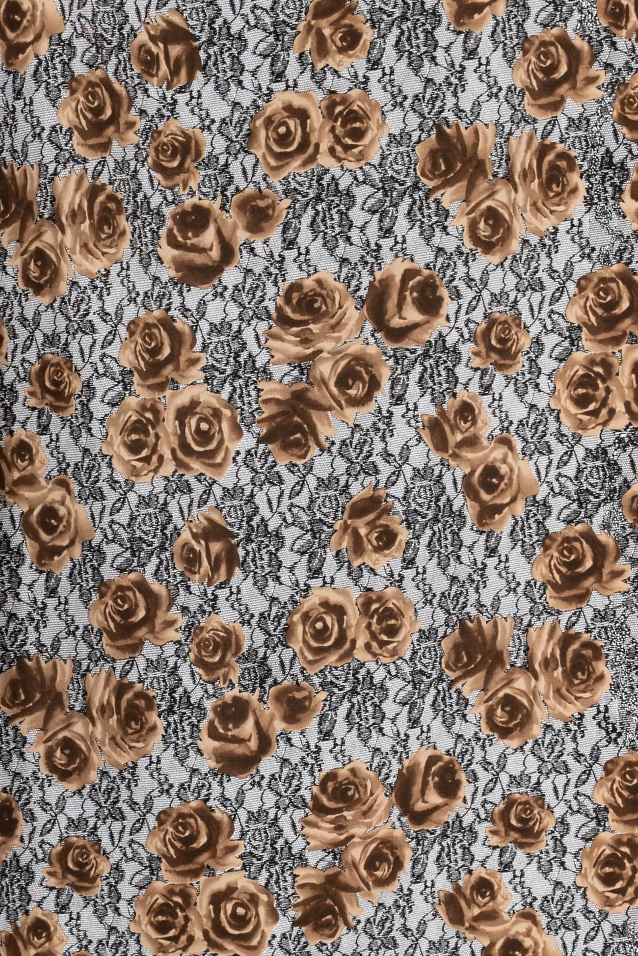 Toffee Roses Stretch Cotton Woven