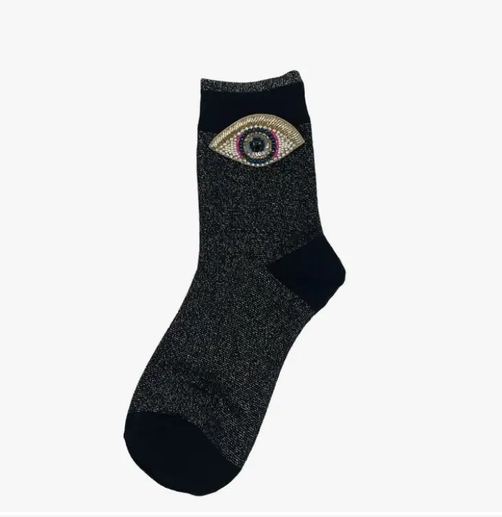 Tokyo Socks with Beaded Eye Pin