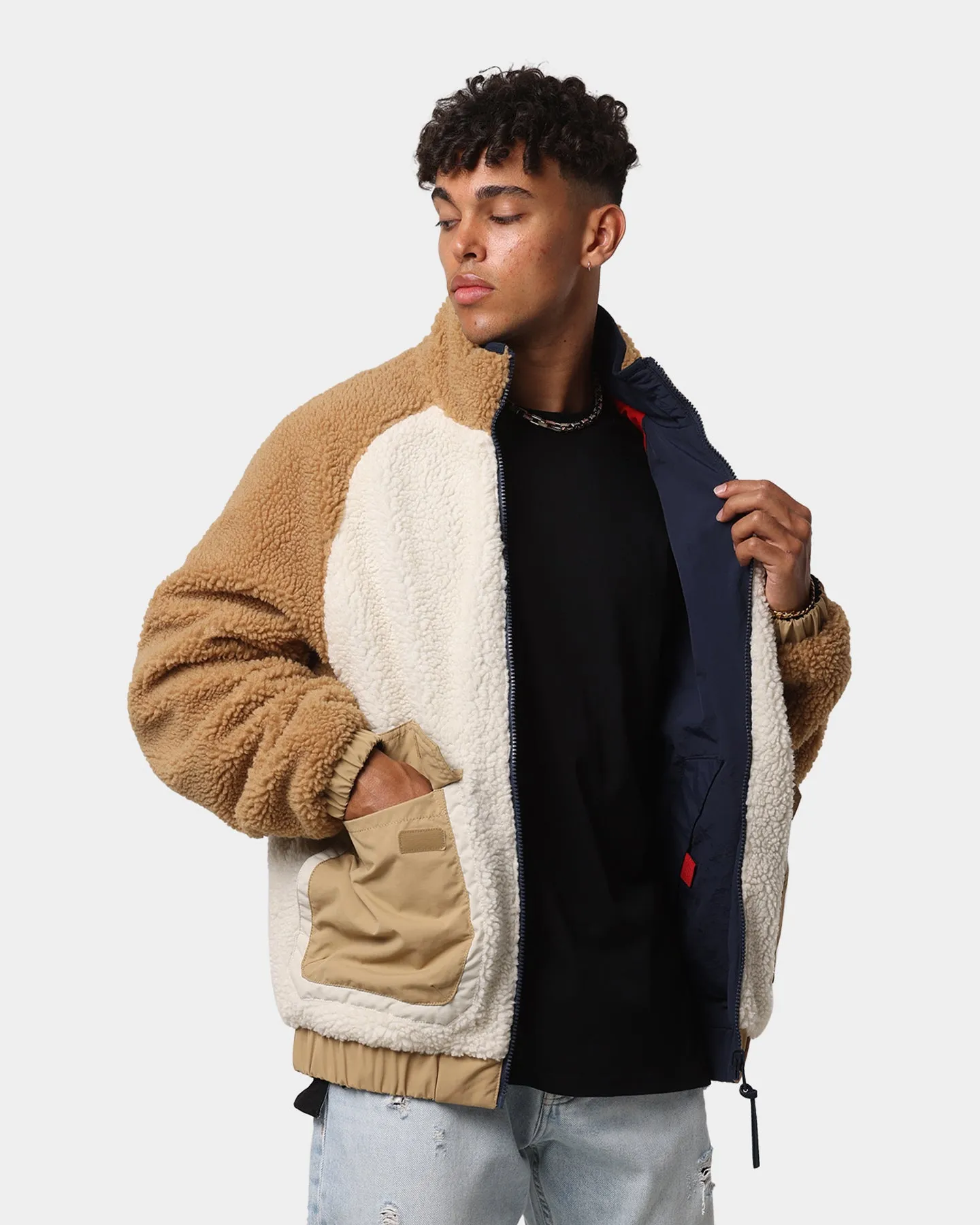 Tommy Jeans Reversible Sherpa Jacket Classic Khaki