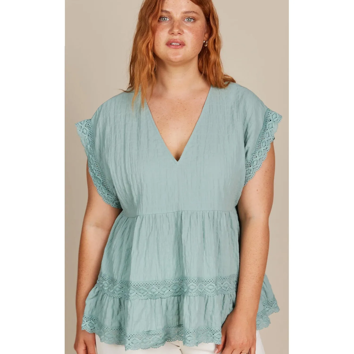 Top Fleur VNeck - Seafoam