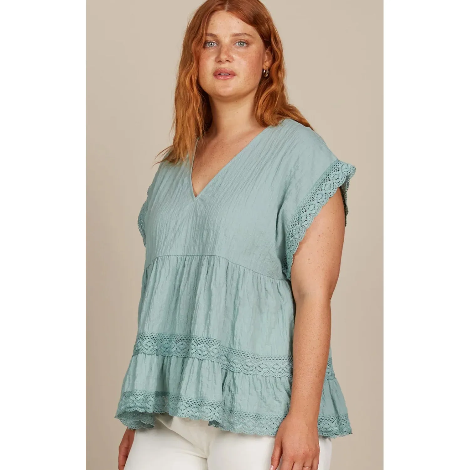 Top Fleur VNeck - Seafoam