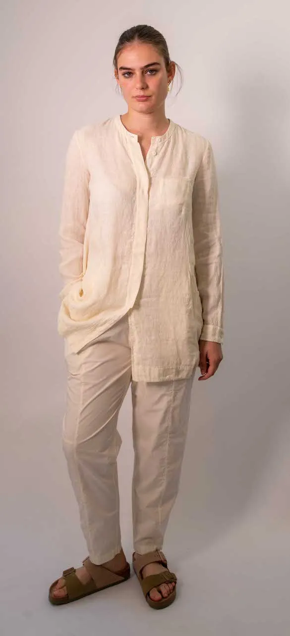 Transit Par Such Long Linen Linen Shirt in Ivory