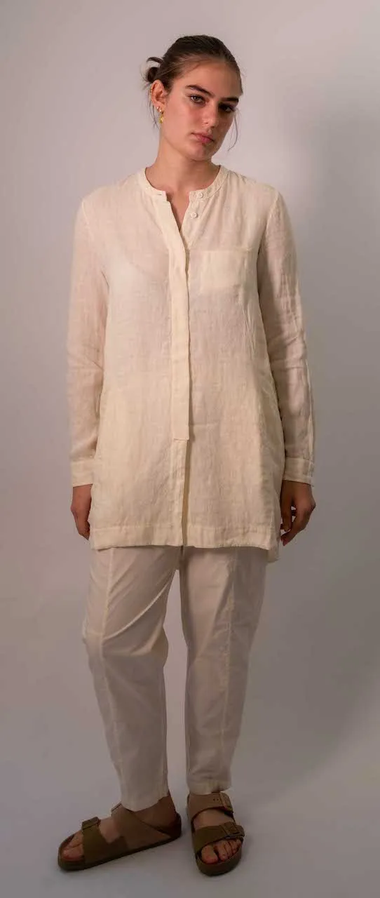 Transit Par Such Long Linen Linen Shirt in Ivory