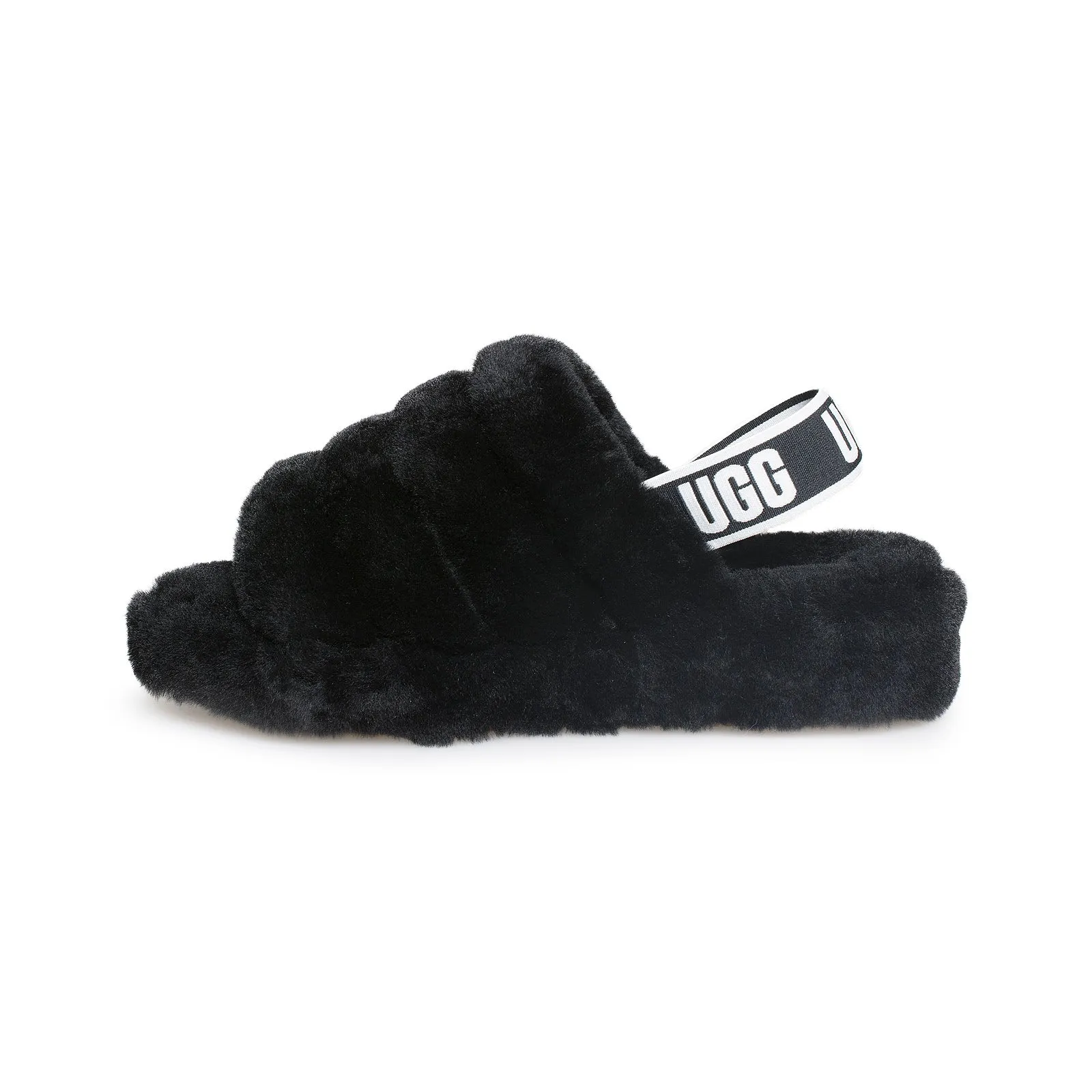 UGG Fluff Yeah Slide Black Slippers - Women's