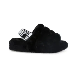 UGG Fluff Yeah Slide Black Slippers - Women's