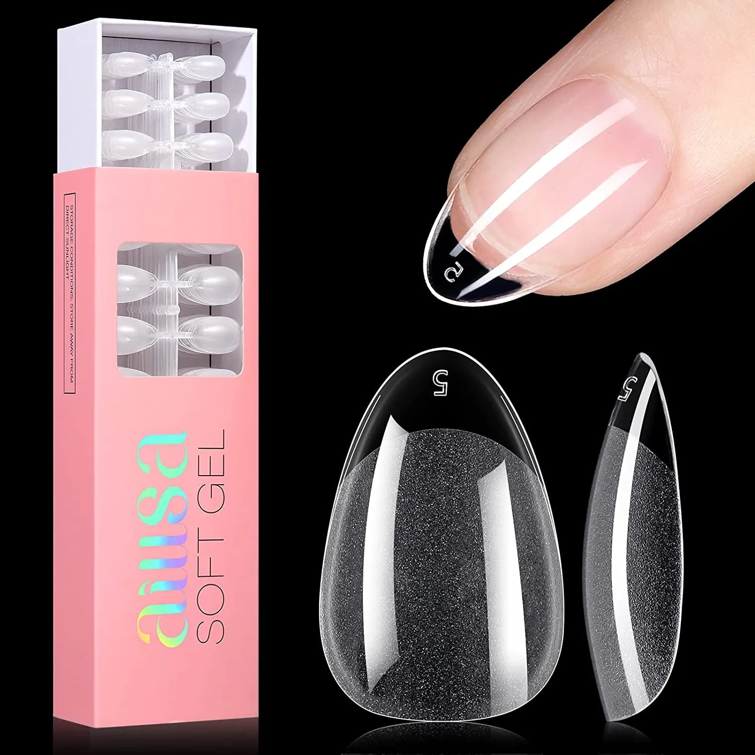 Ultimate Gel Nail Kit: 240 Short Almond Tips, 2-in-1 Glue, Base Coat, Lamp & More for Beginners