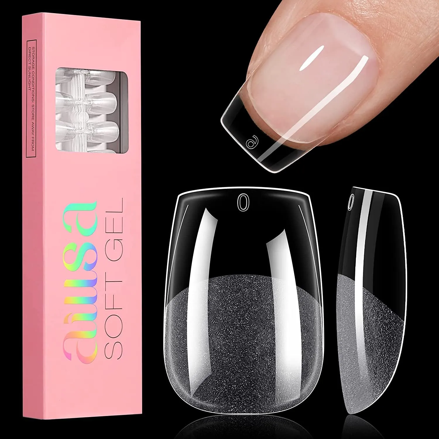 Ultimate Gel Nail Kit: 240 Short Almond Tips, 2-in-1 Glue, Base Coat, Lamp & More for Beginners