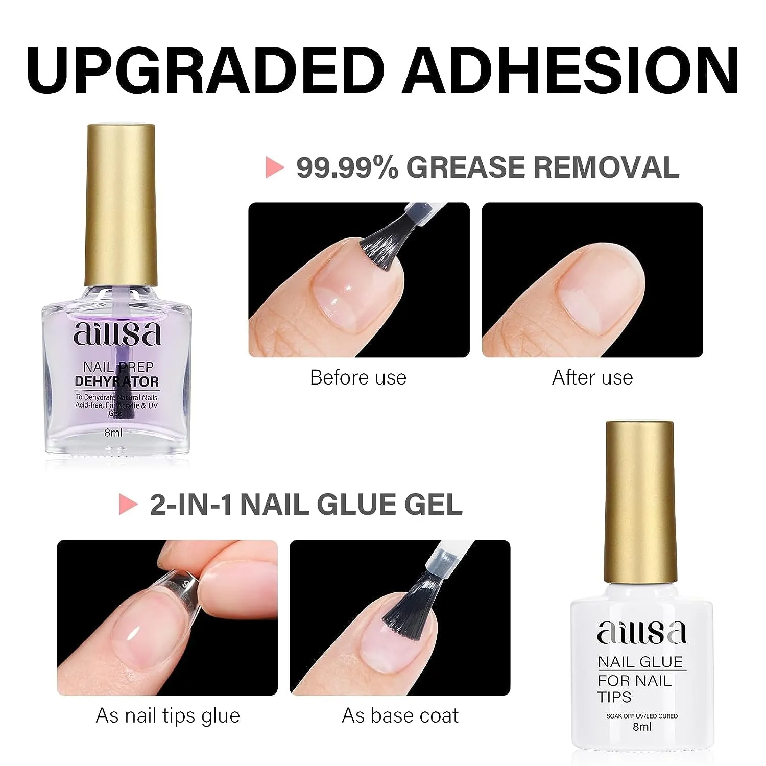 Ultimate Gel Nail Kit: 240 Short Almond Tips, 2-in-1 Glue, Base Coat, Lamp & More for Beginners