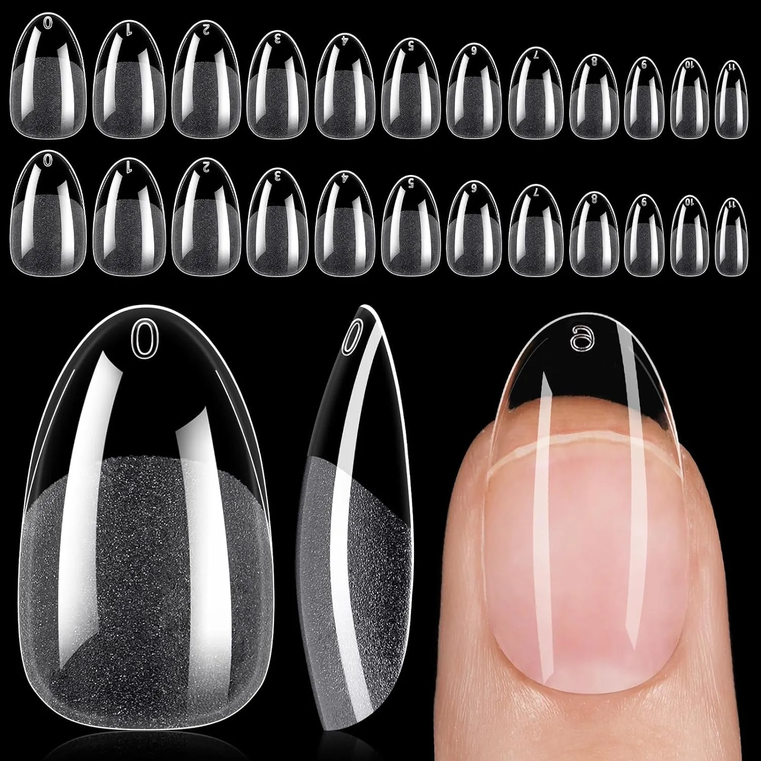 Ultimate Gel Nail Kit: 240 Short Almond Tips, 2-in-1 Glue, Base Coat, Lamp & More for Beginners