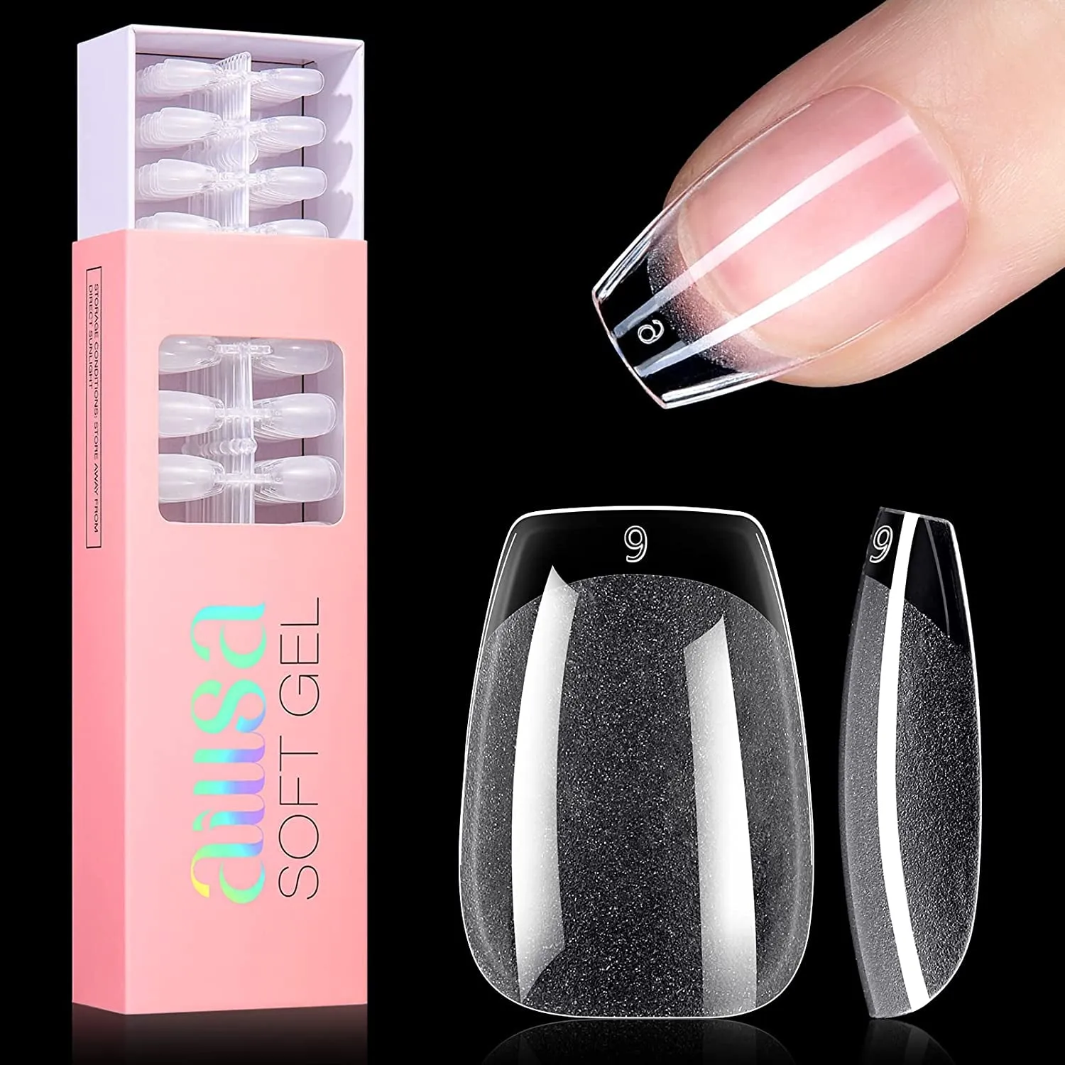 Ultimate Gel Nail Kit: 240 Short Almond Tips, 2-in-1 Glue, Base Coat, Lamp & More for Beginners