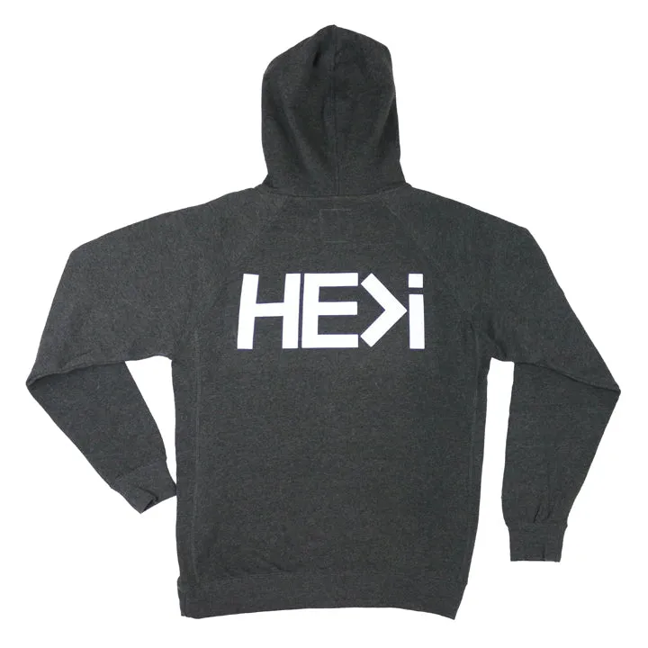 UNISEX LOGO HOODIE IN DARK HEATHER GREY