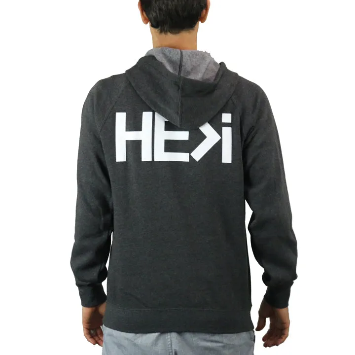 UNISEX LOGO HOODIE IN DARK HEATHER GREY