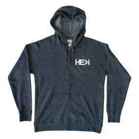 UNISEX LOGO HOODIE IN MIDNIGHT HEATHER NAVY