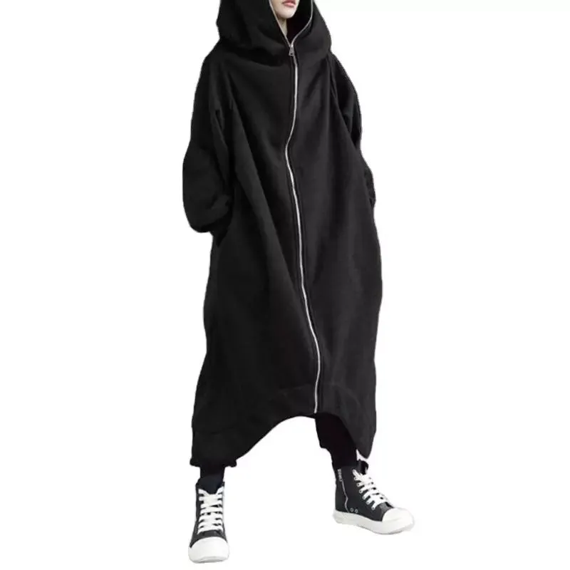 Unisex Long Sleeve Hooded Long Coat