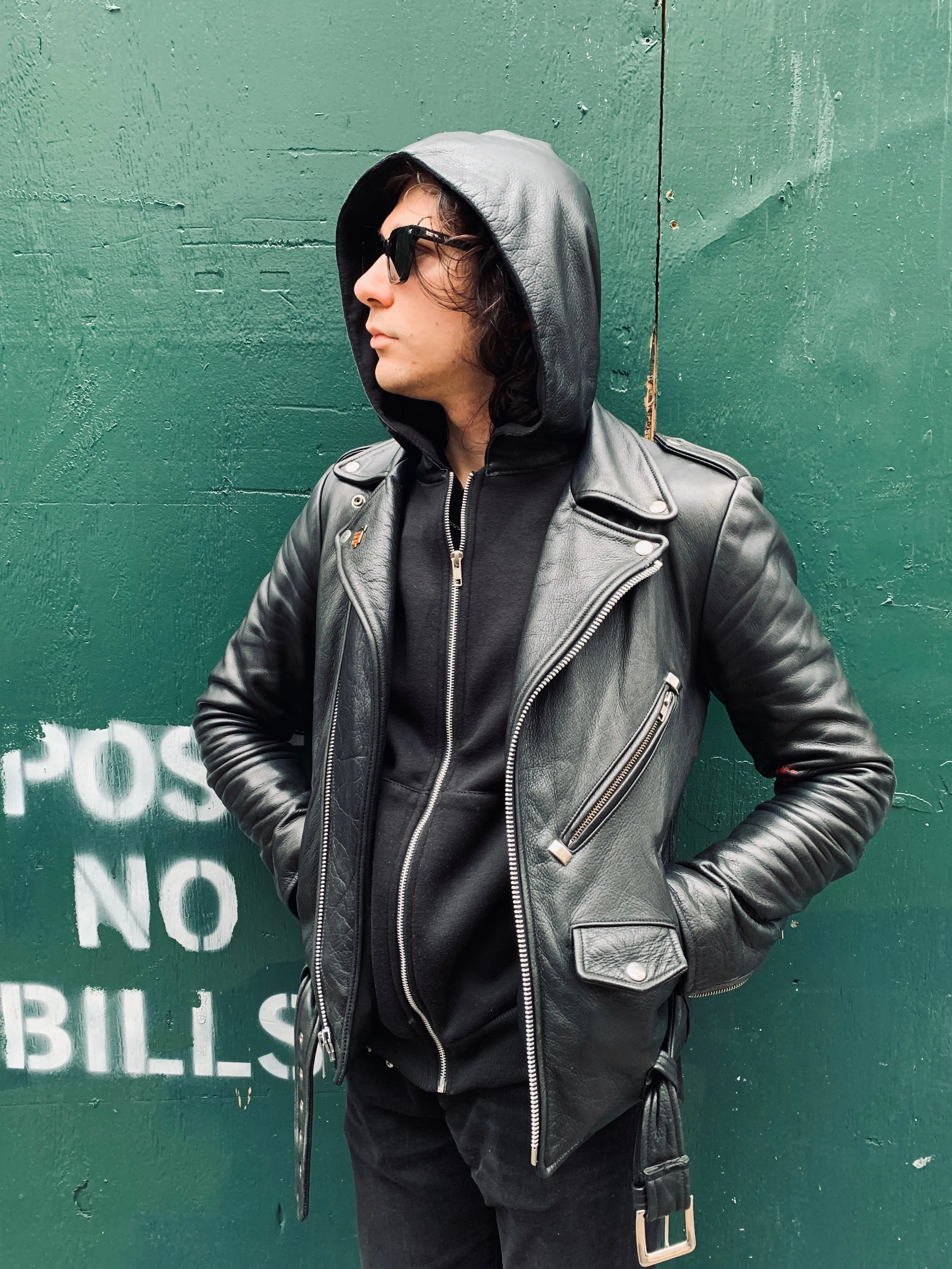 Unisex Zip-Up Leather Hoodie