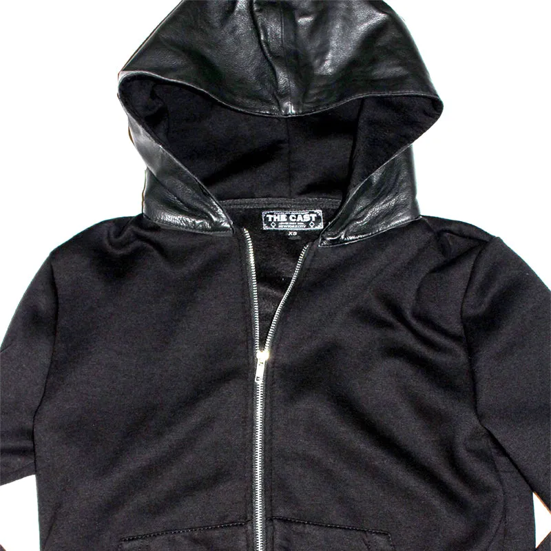 Unisex Zip-Up Leather Hoodie