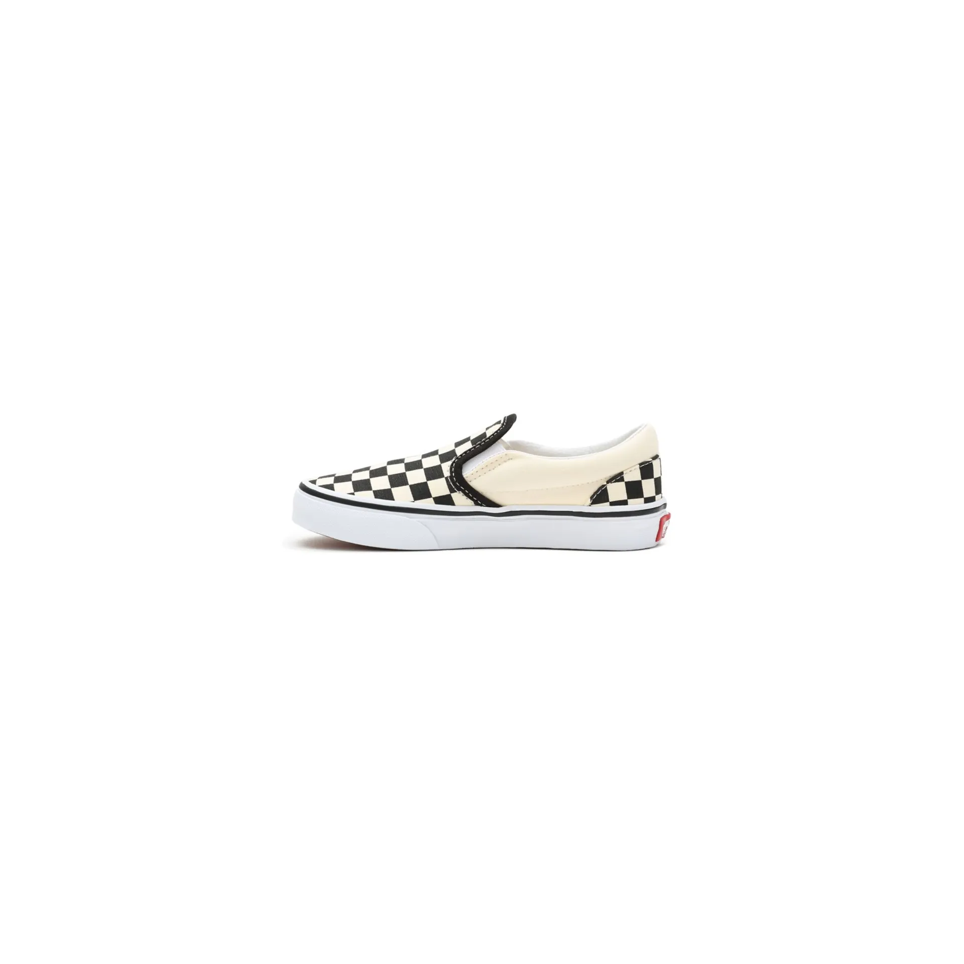 Vans Kid's Checkerboard Classis Slip On Shoes - Black / White