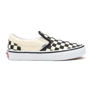 Vans Kid's Checkerboard Classis Slip On Shoes - Black / White