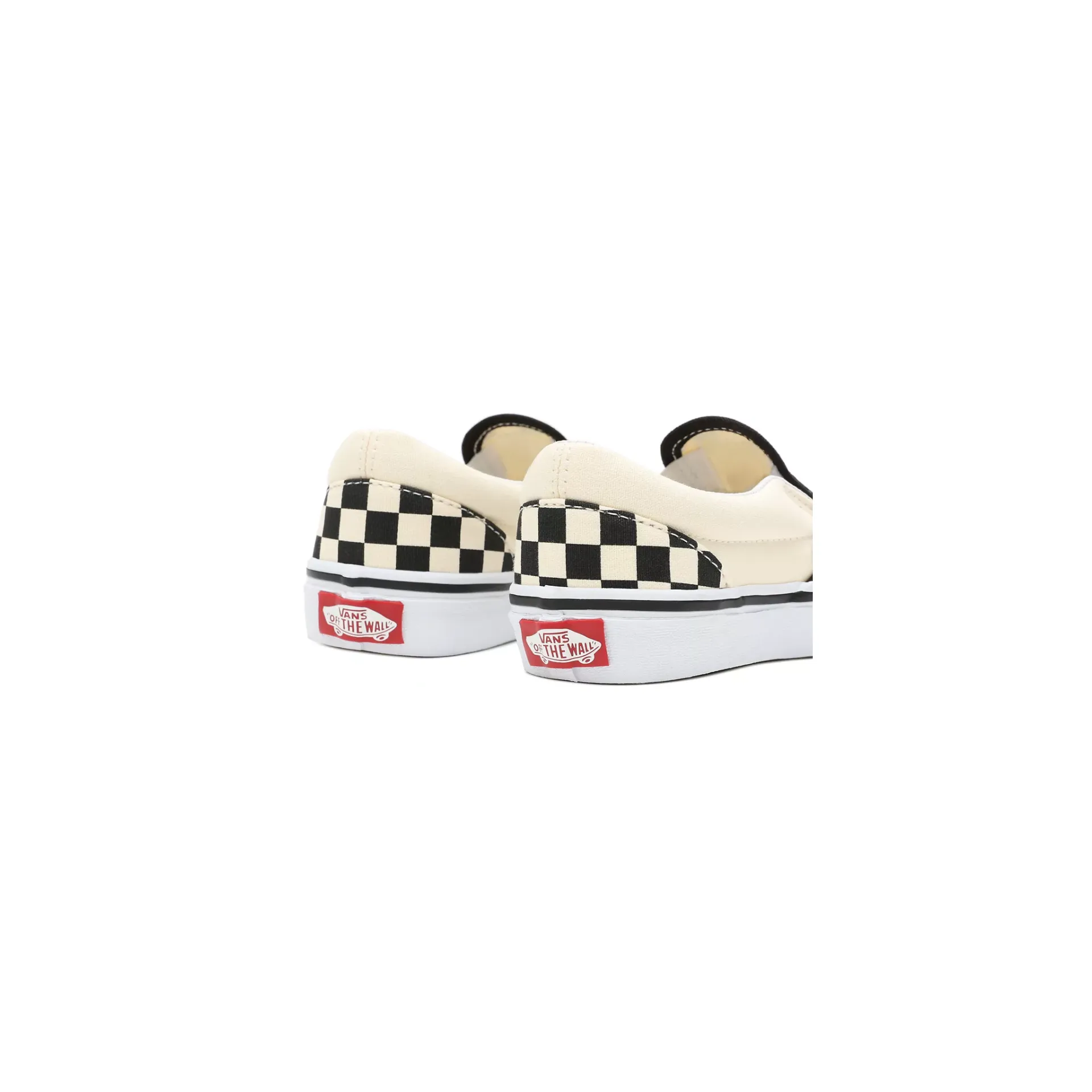 Vans Kid's Checkerboard Classis Slip On Shoes - Black / White