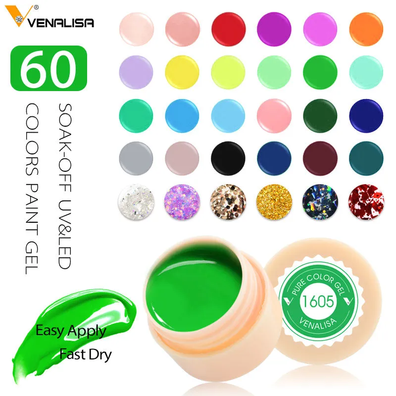 Venalisa UV Gel New 2019 Nail Art Tips Design Manicure 60 Color UV LED Soak Off DIY Paint Gel Ink UV Gel Nail Polishes Lacquer