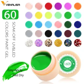 Venalisa UV Gel New 2019 Nail Art Tips Design Manicure 60 Color UV LED Soak Off DIY Paint Gel Ink UV Gel Nail Polishes Lacquer