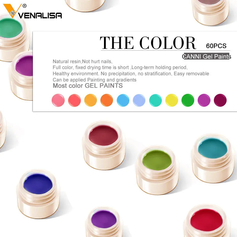 Venalisa UV Gel New 2019 Nail Art Tips Design Manicure 60 Color UV LED Soak Off DIY Paint Gel Ink UV Gel Nail Polishes Lacquer