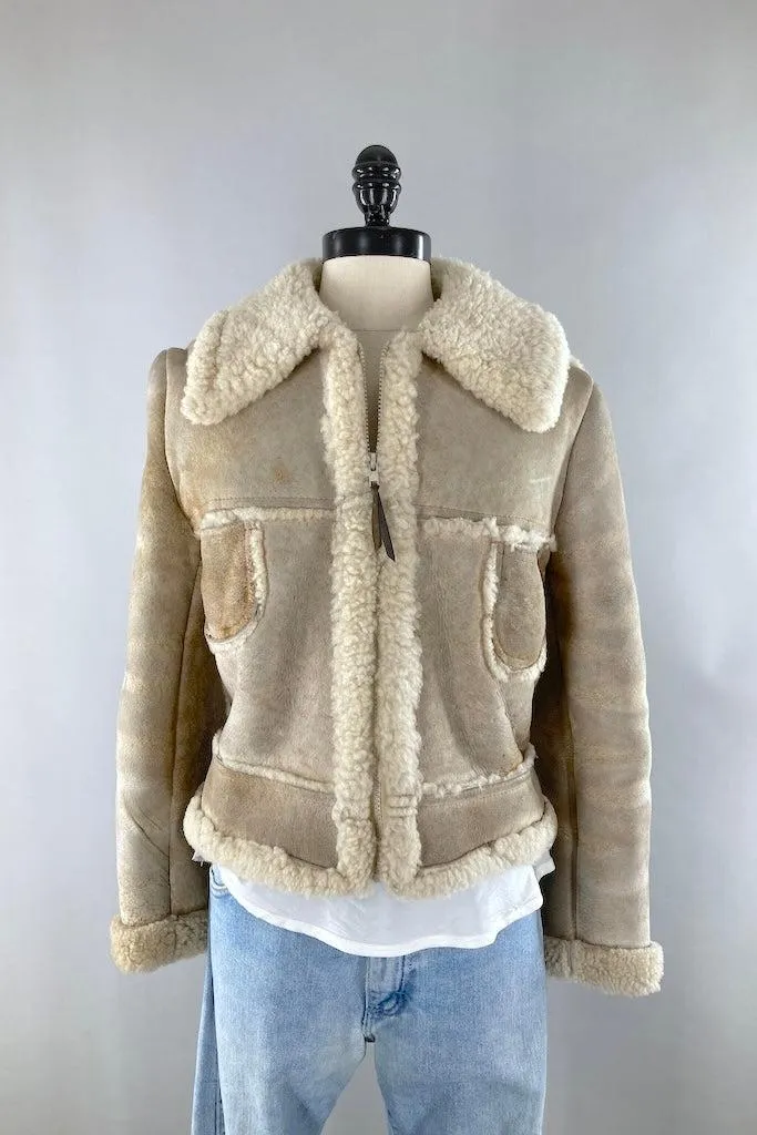 Vintage 1960s Suede Leather Sherpa Jacket