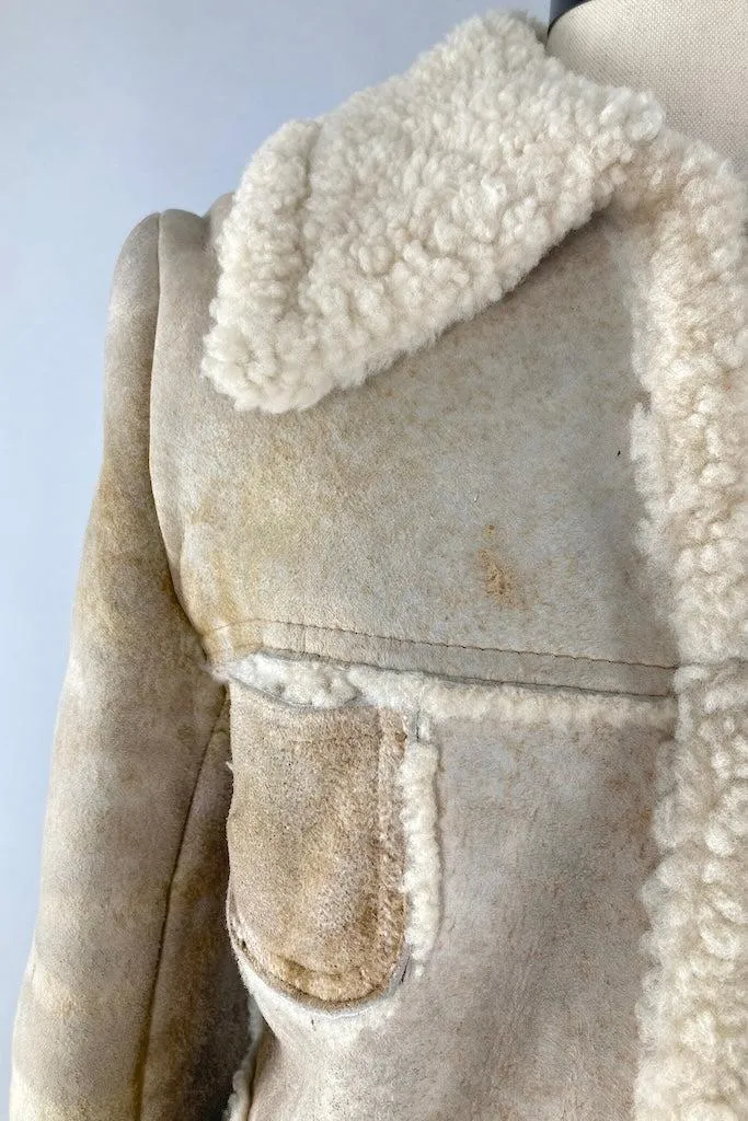 Vintage 1960s Suede Leather Sherpa Jacket