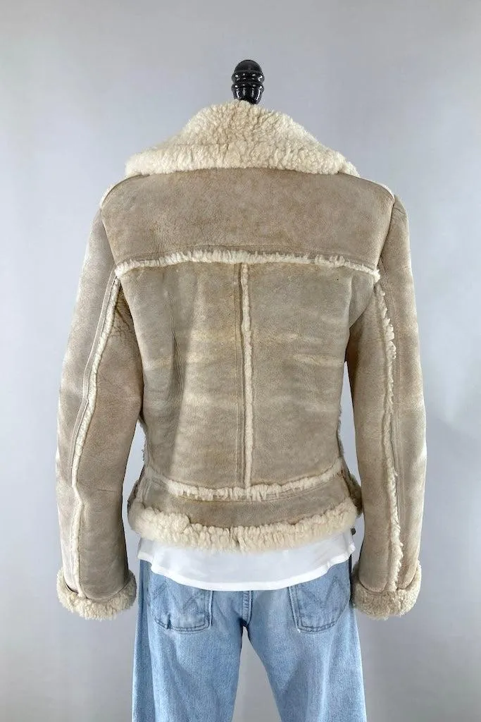 Vintage 1960s Suede Leather Sherpa Jacket